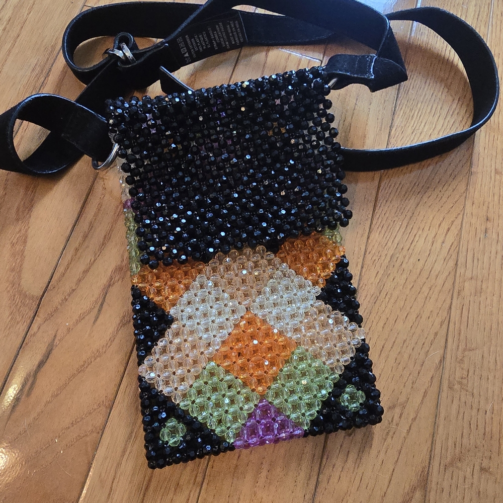 Free People Beaded Crossbody Bag with Geometric Pattern